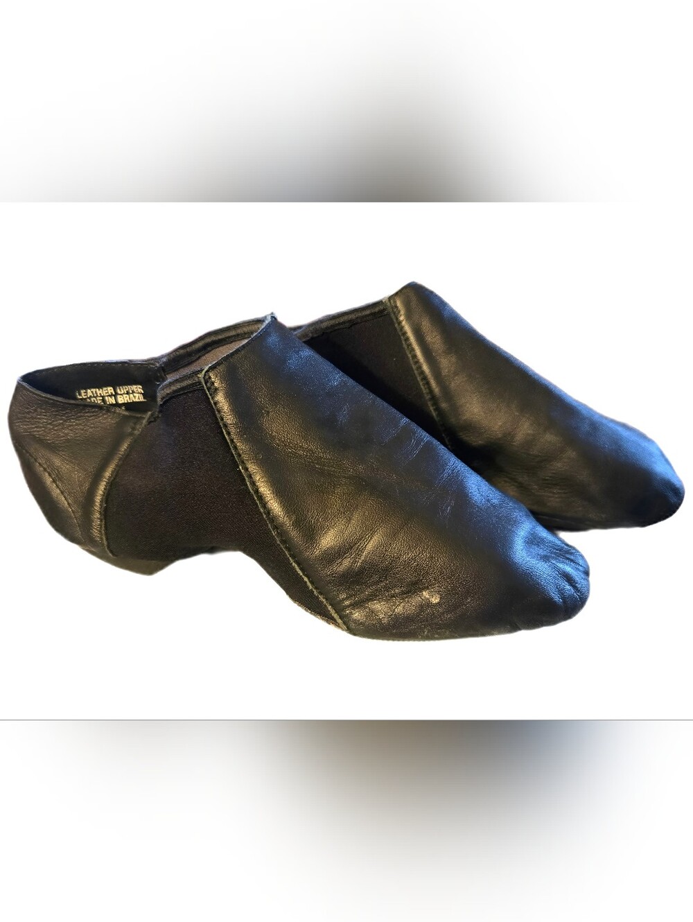 Vintage 90s Leo's 414 Slip-On Split-Sole Leather Jazz Shoes - Black - Size 8M